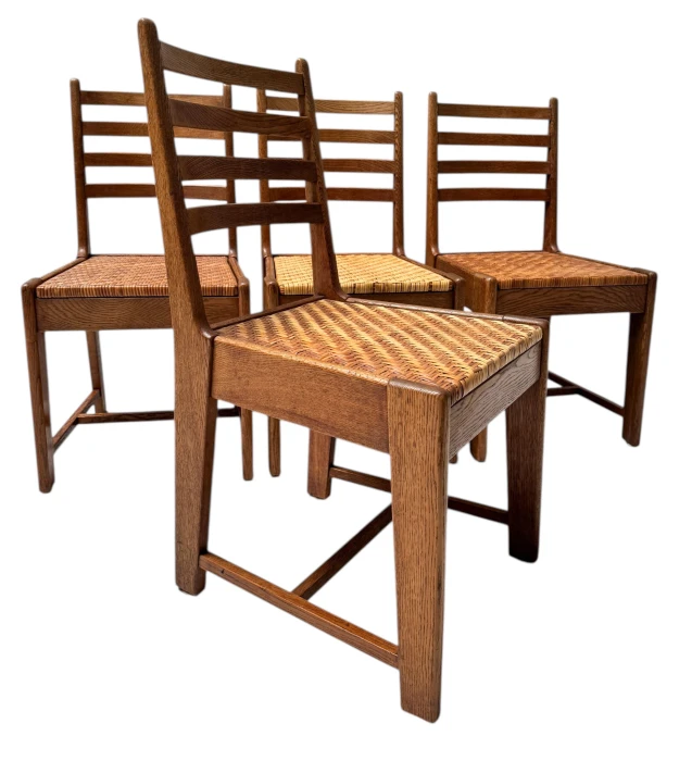 Four Modernist Art Deco Dining Room Chairs by Bas van Pelt for My Home, 1930s